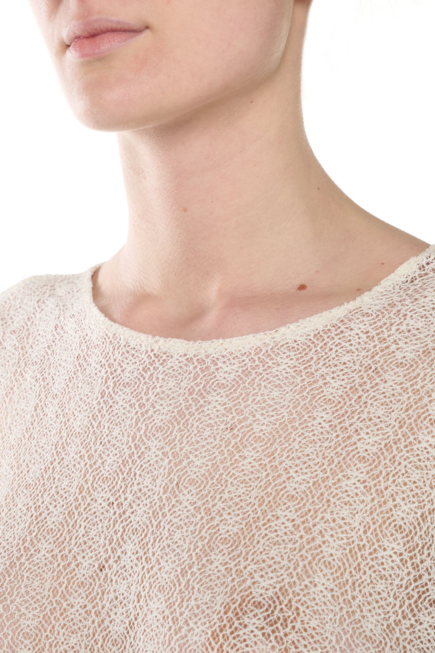 Maglia a Maniche Lunghe in Pizzo a Rete Geometrica