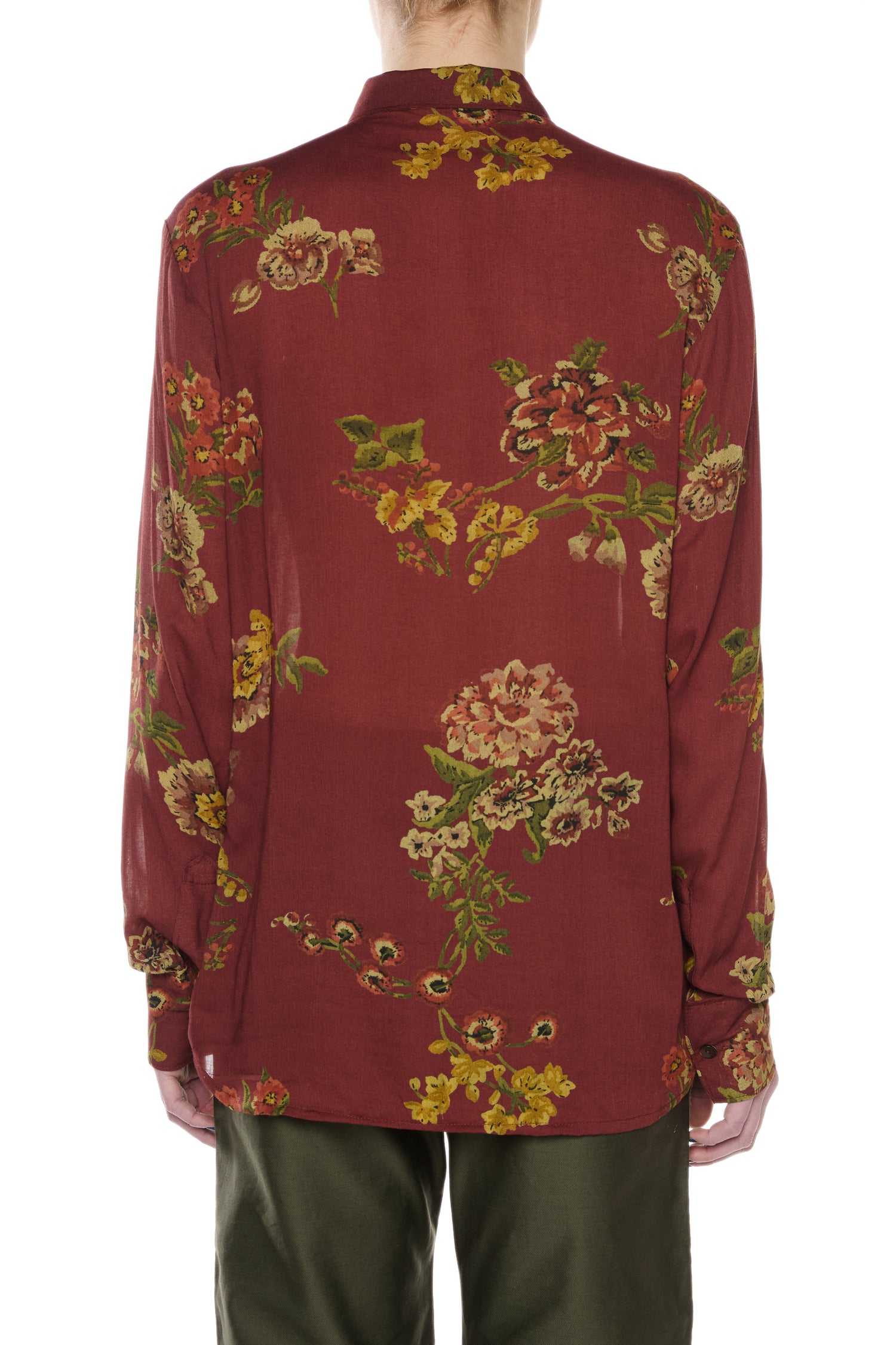 CAMICIA BORDEAUX CON STAMPA FLOREALE