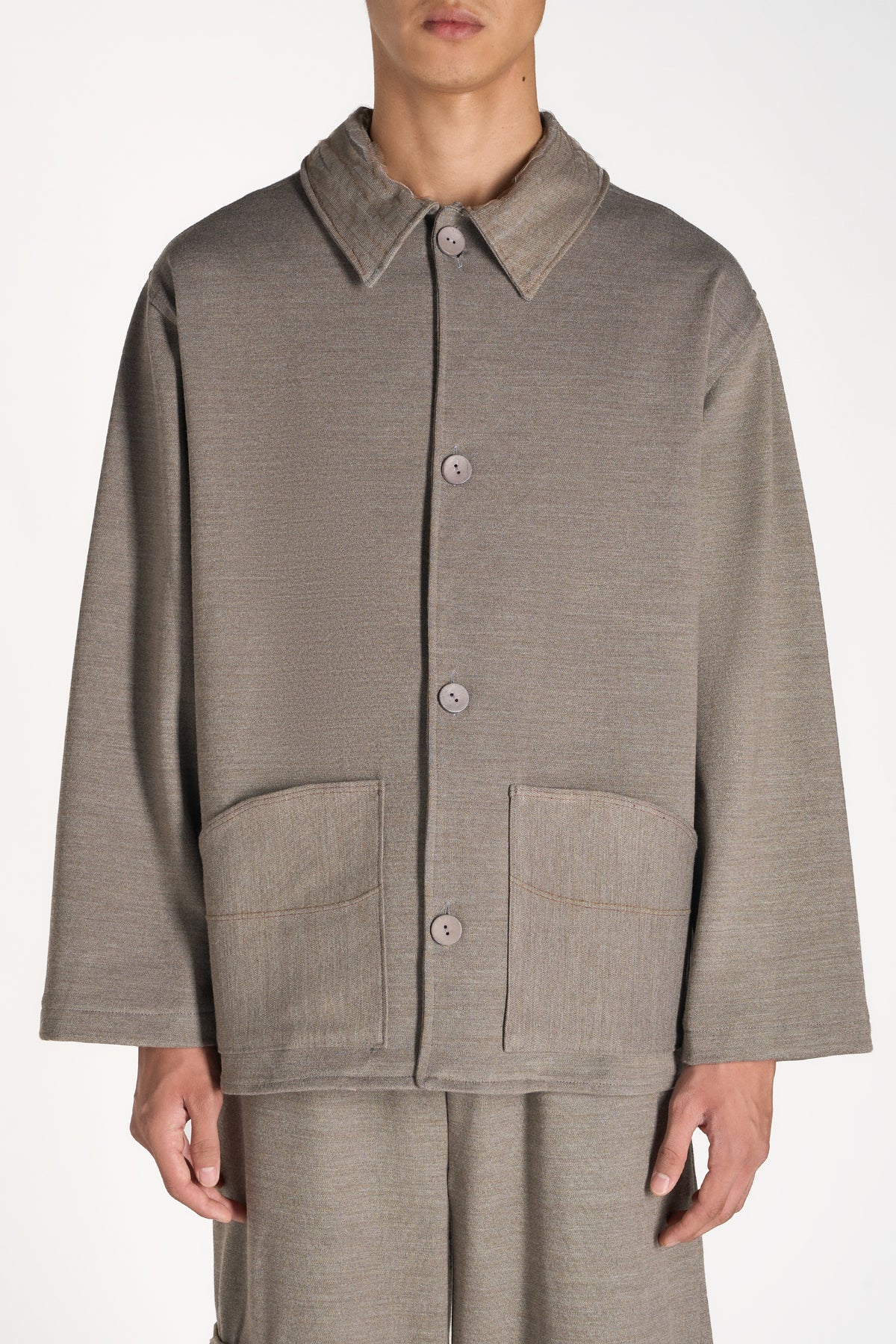 OVERSHIRT IN JERSEY MISTO LANA CON COLLO SLASHING