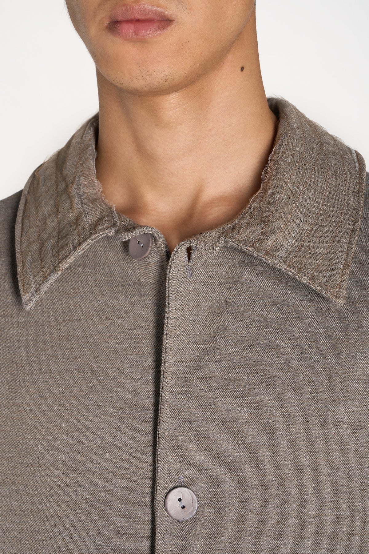 OVERSHIRT IN JERSEY MISTO LANA CON COLLO SLASHING